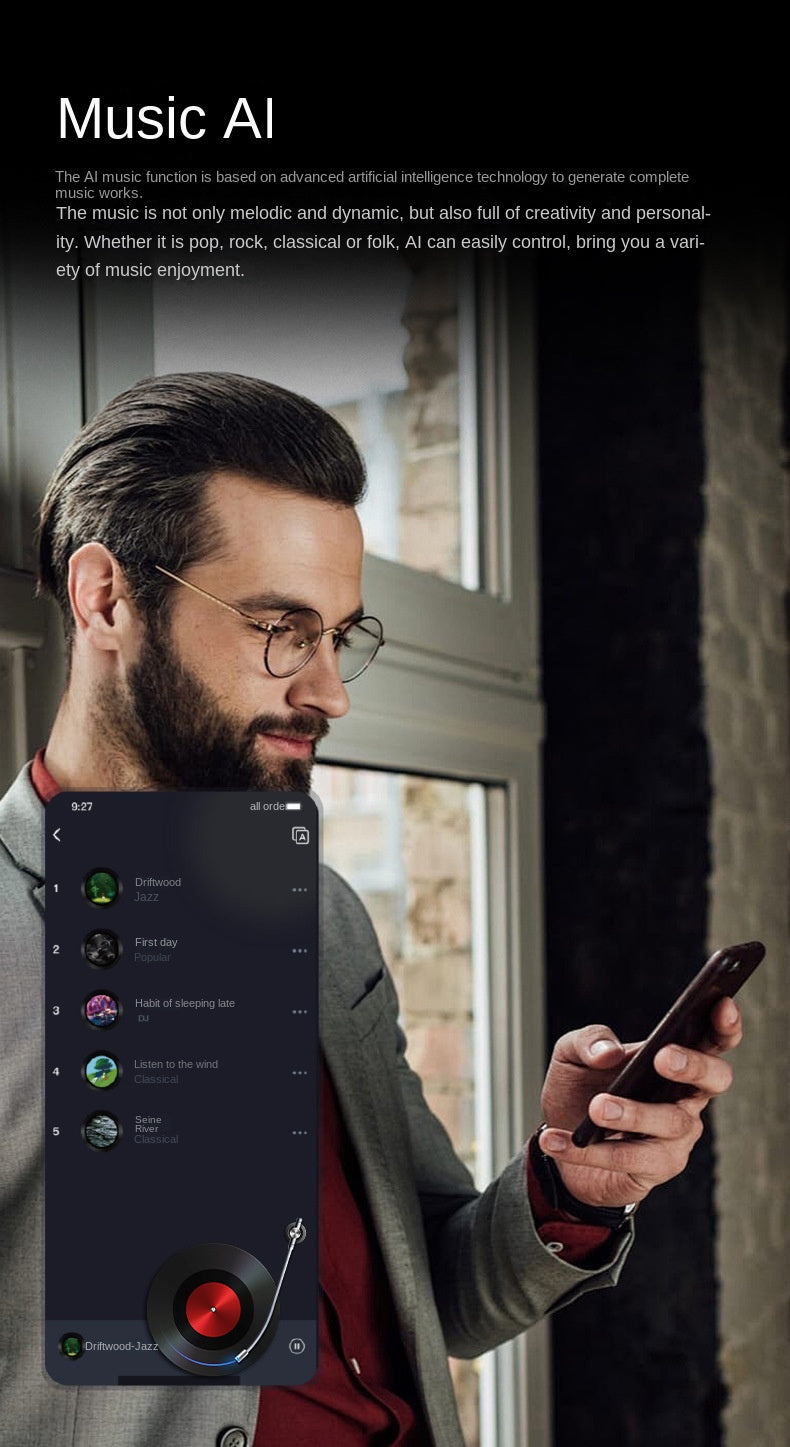 Modern HY-C8 AI Smart Translation Glasses Earphones Simultaneous Interpretation 75 Languages Real-time Translation
