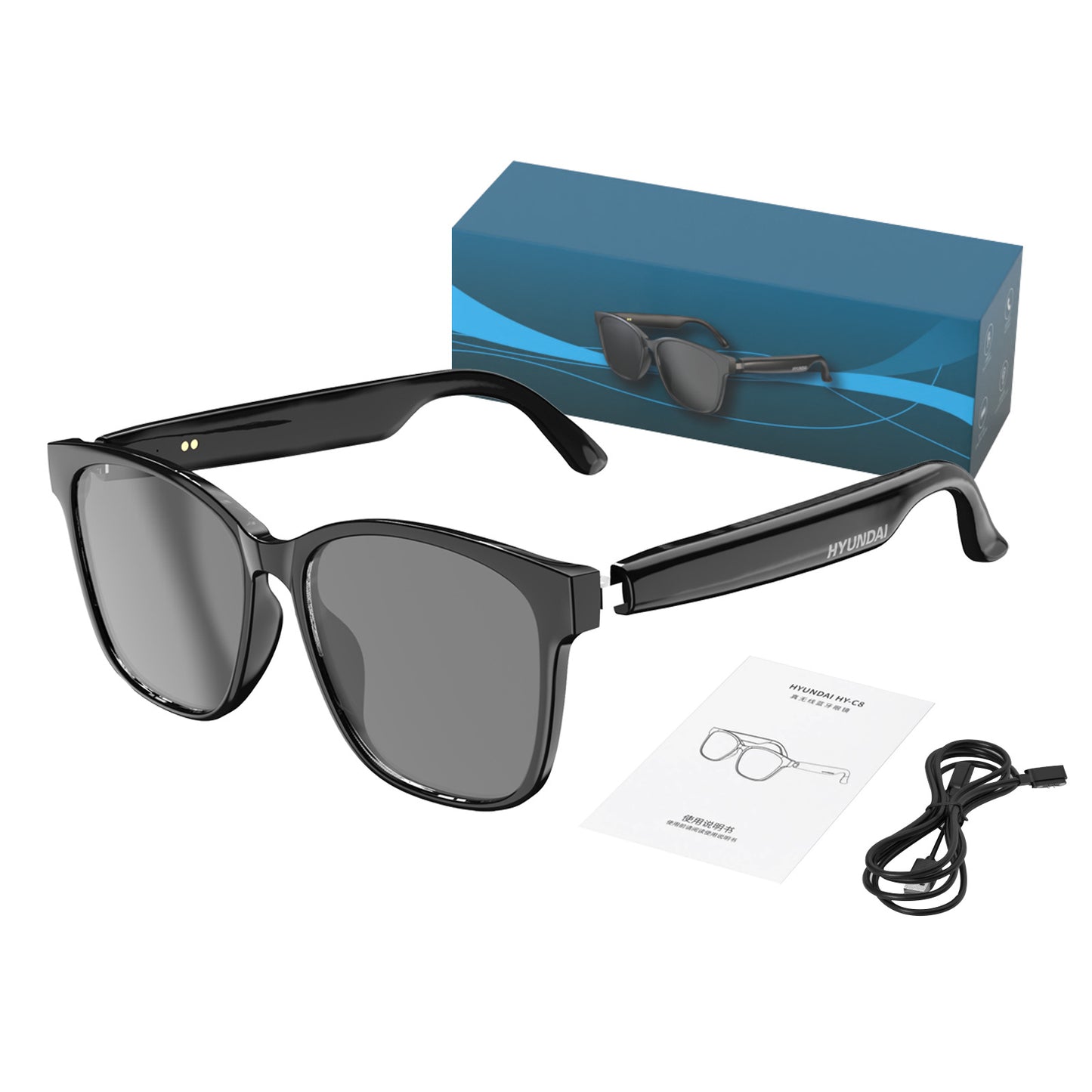 Modern HY-C8 AI Smart Translation Glasses Earphones Simultaneous Interpretation 75 Languages Real-time Translation